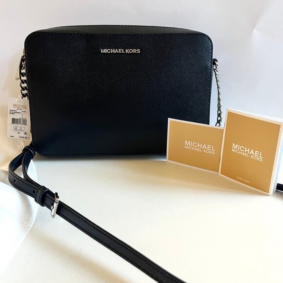 MICHAEL KORS NWT, Leather Black Jet Set Crossbody & Dust Bag - Picture 4 of 10